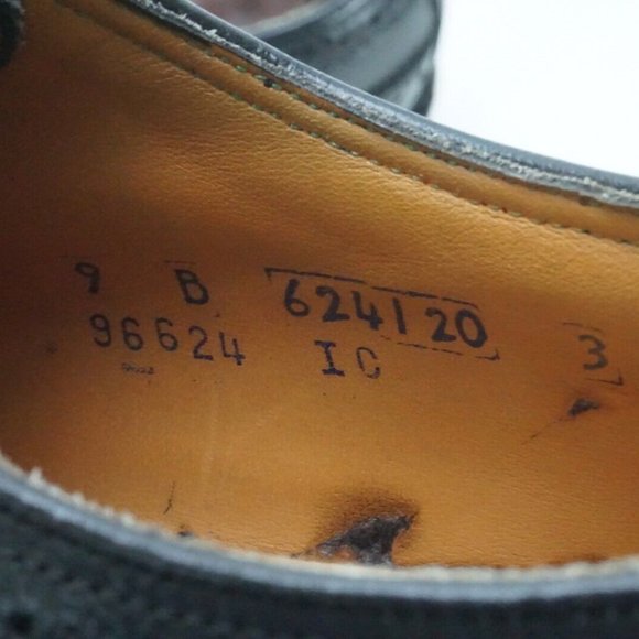 Florsheim Royal Imperial Black Wingtip 5 Nail V Cleat Dress shoes Sz 9B